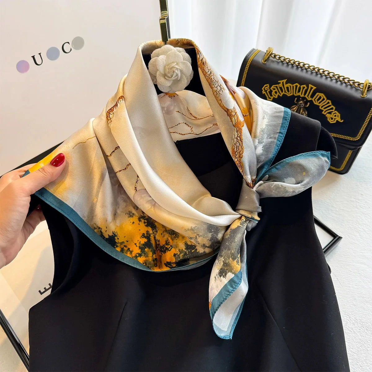 Elegant 100% Natural Silk Square Scarf