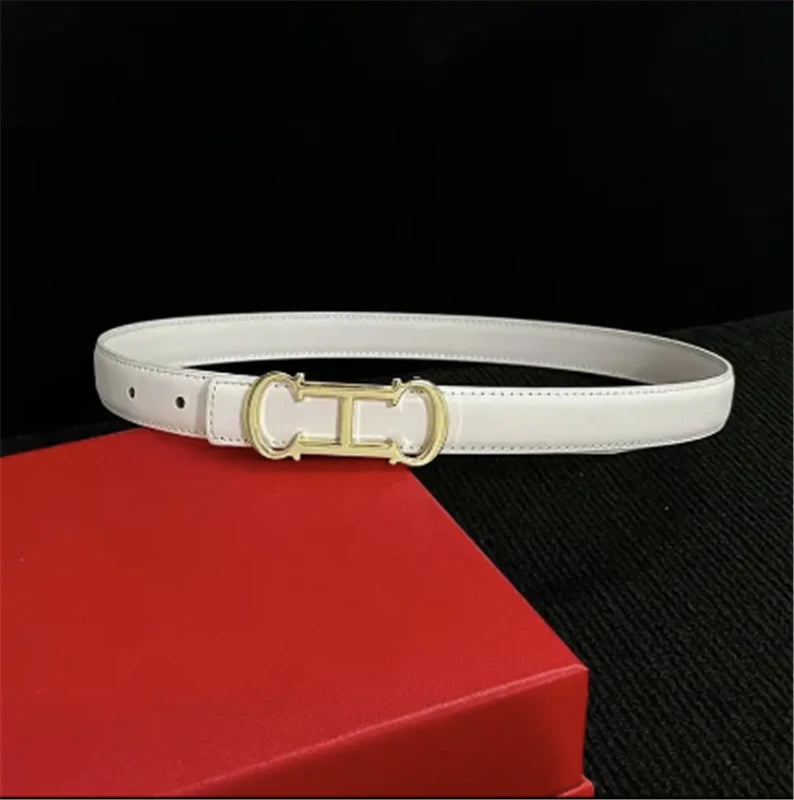 Leather Belt with Gold Letter Buckle
