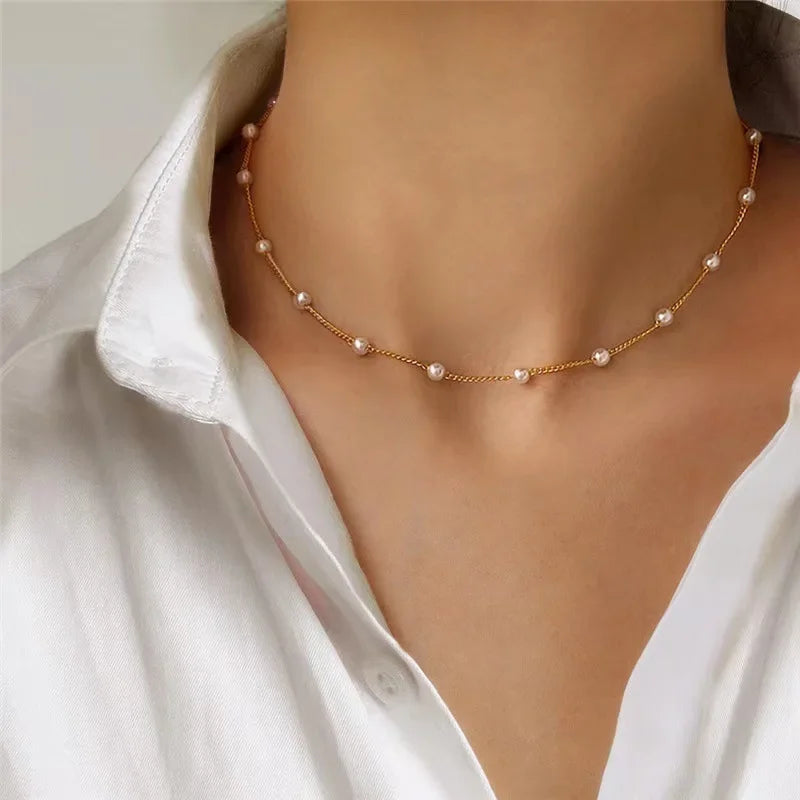 Multilayer Pearl and Heart Pendant Necklace