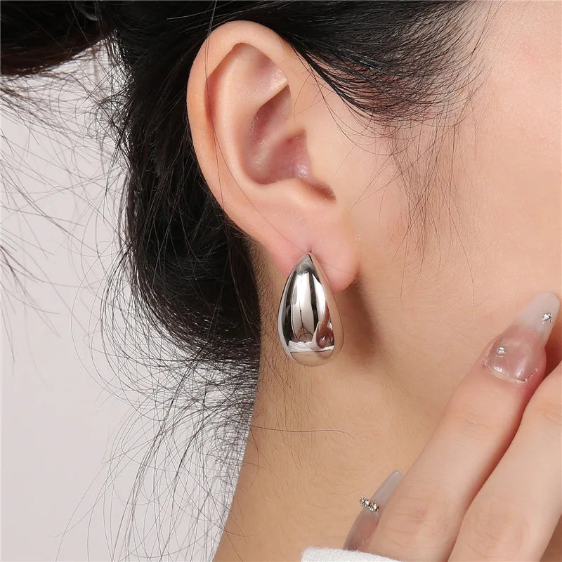 Lightweight Smooth Gold Teardrop Earrings