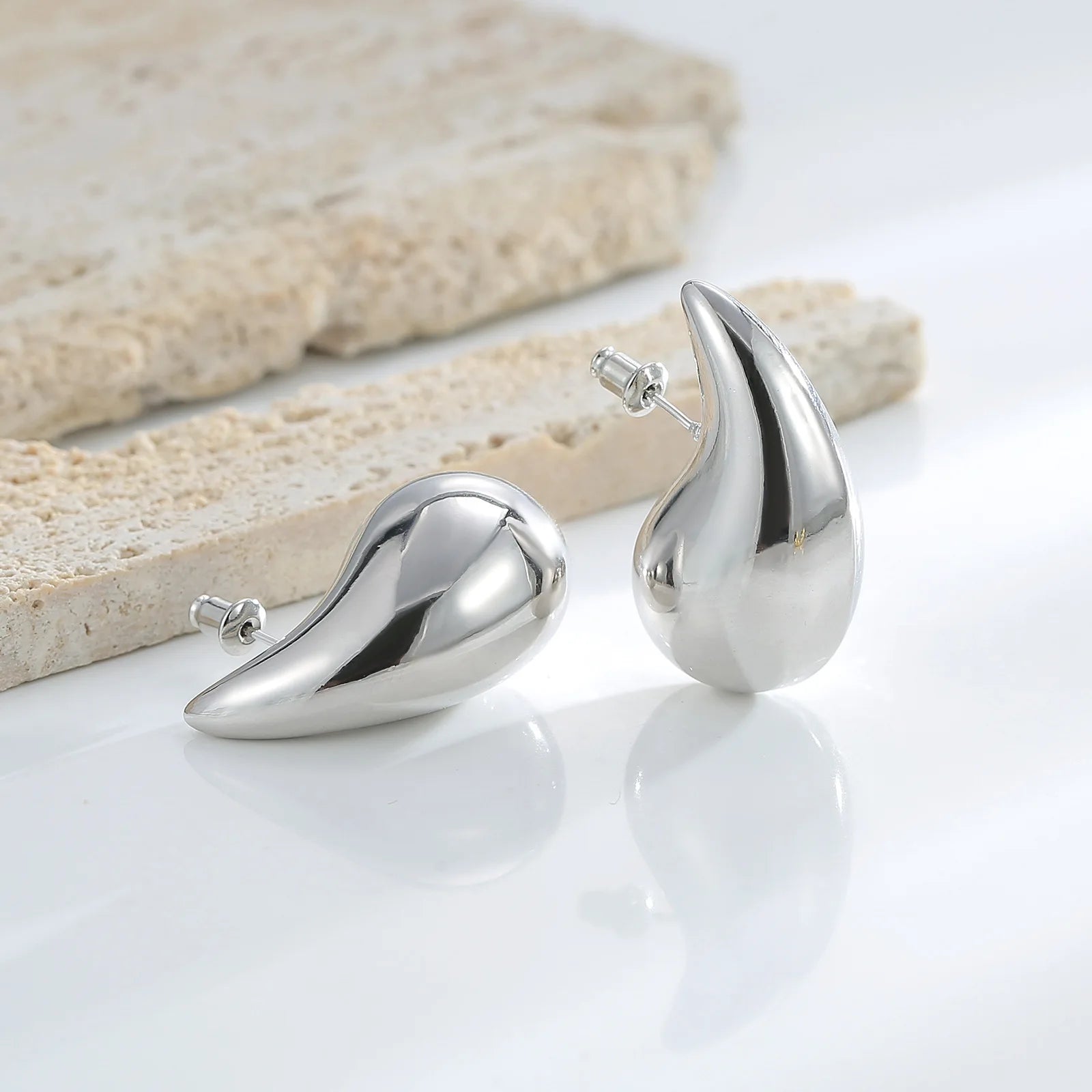 Lightweight Smooth Gold Teardrop Earrings