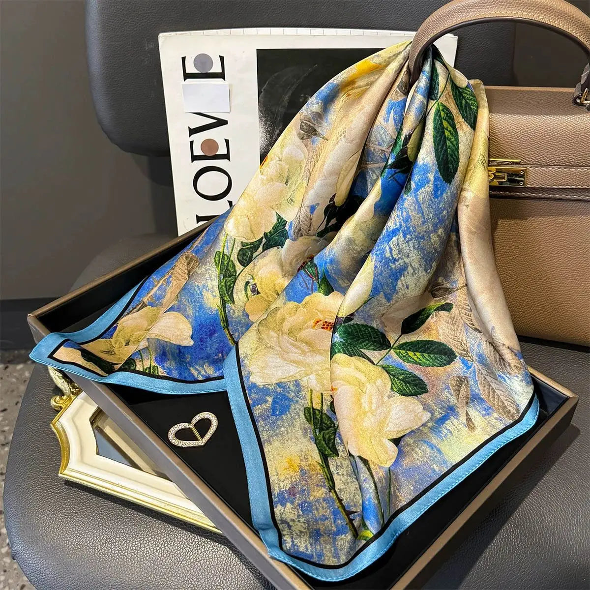 Elegant 100% Natural Silk Square Scarf