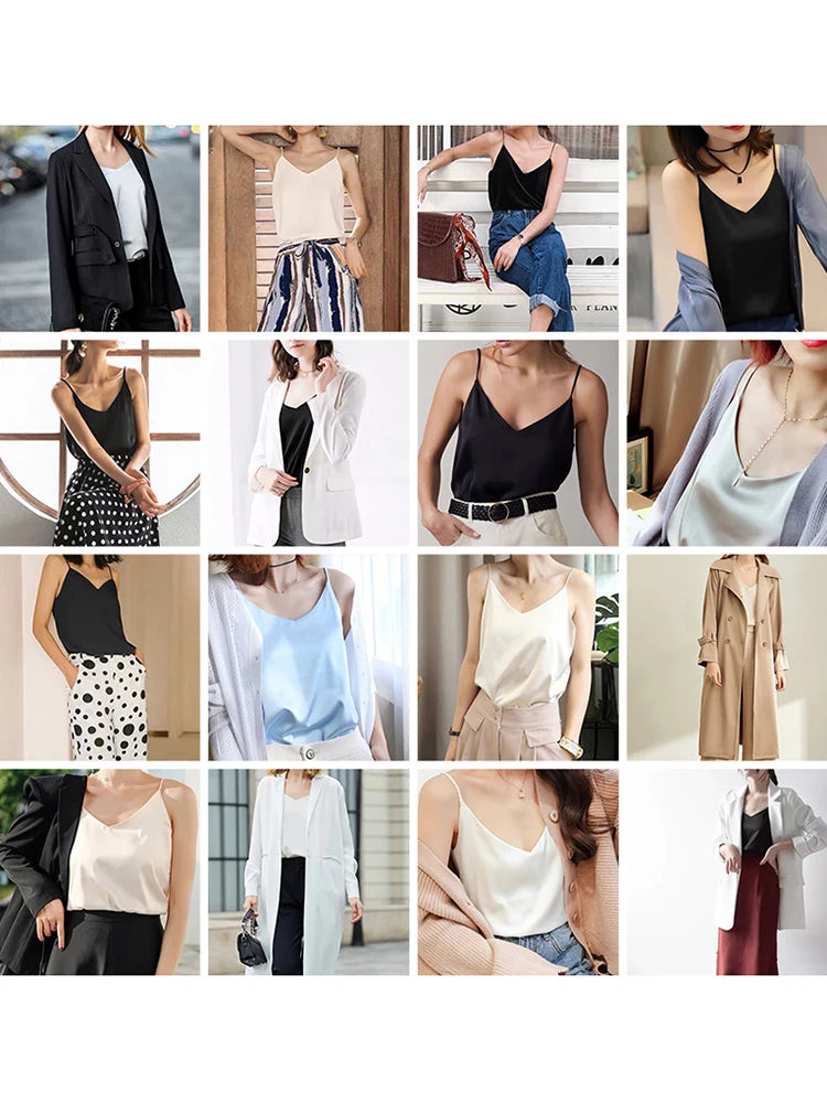 V-Neck Satin Silk Camisole Top