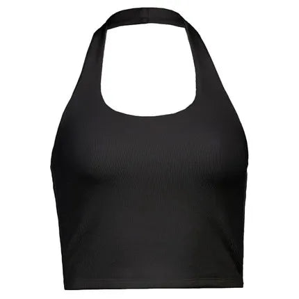 Ribbed Halter Neck Crop Top
