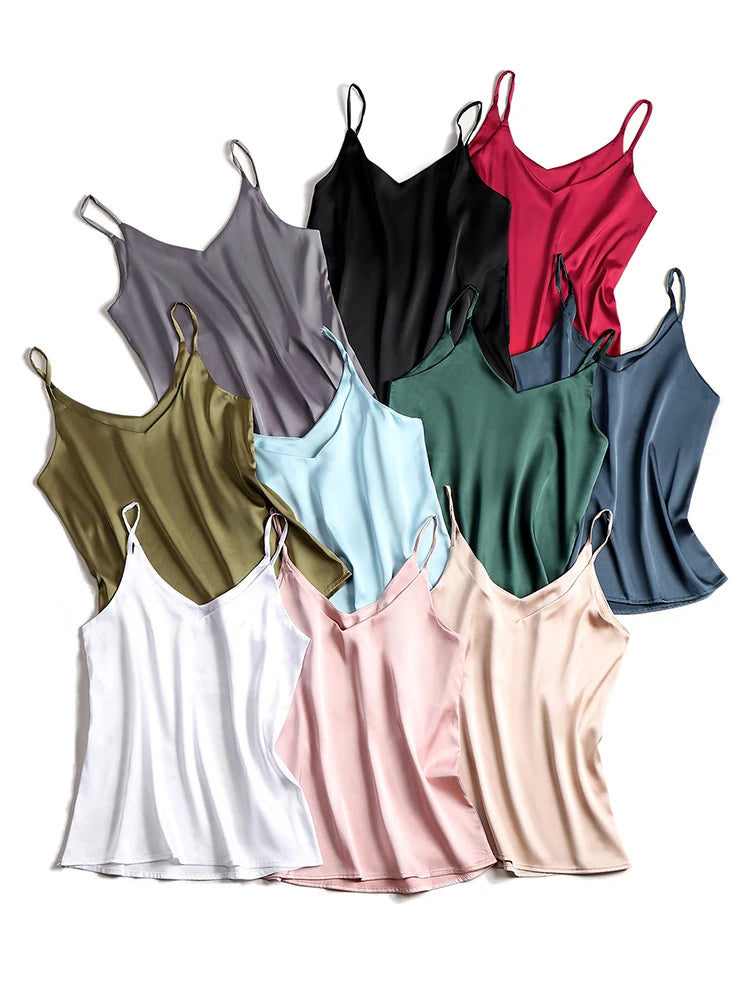 V-Neck Satin Silk Camisole Top