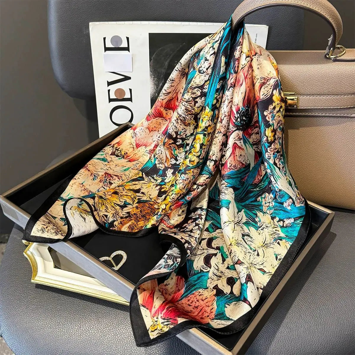 Elegant 100% Natural Silk Square Scarf
