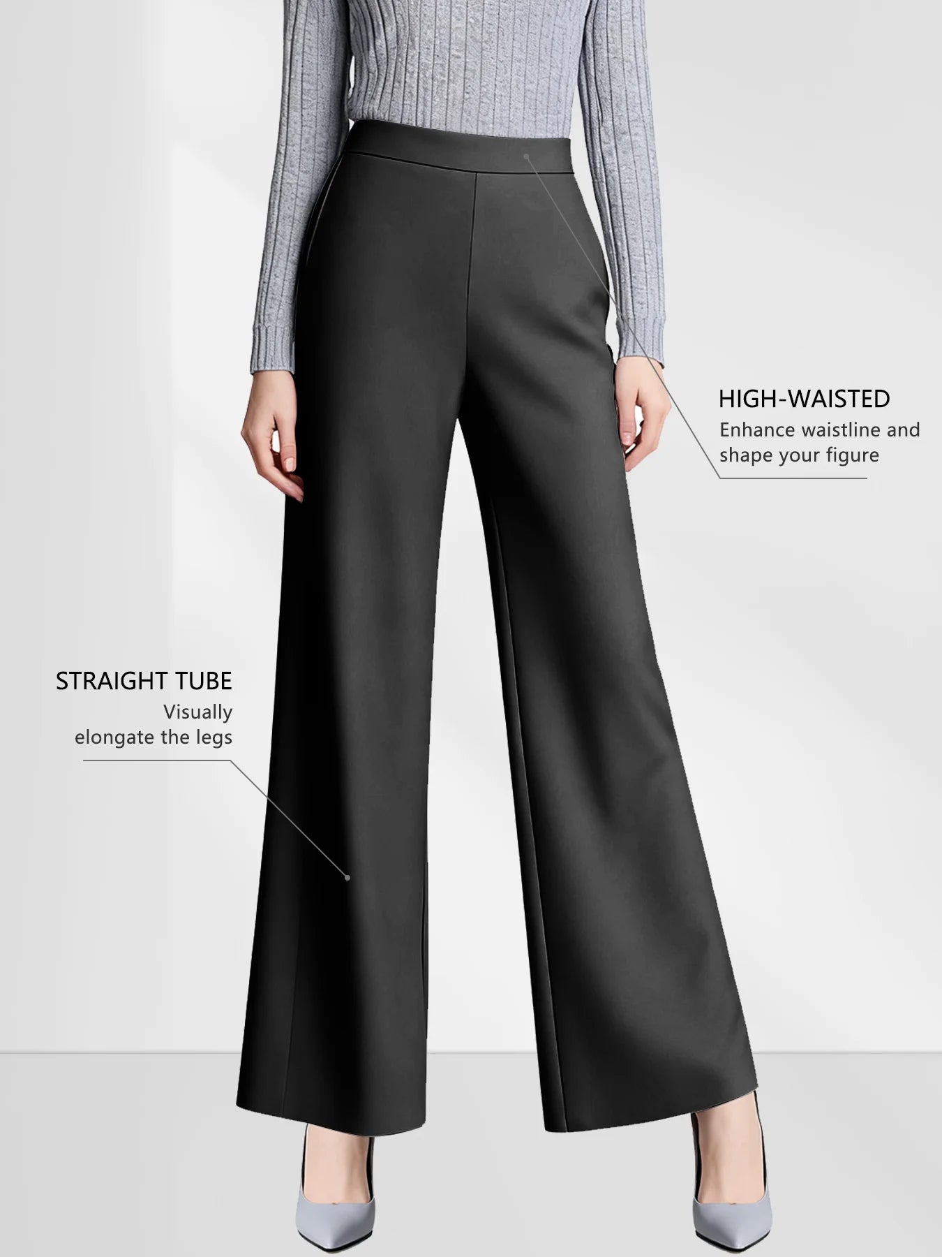 High-Waist Wide Leg Casual Pants