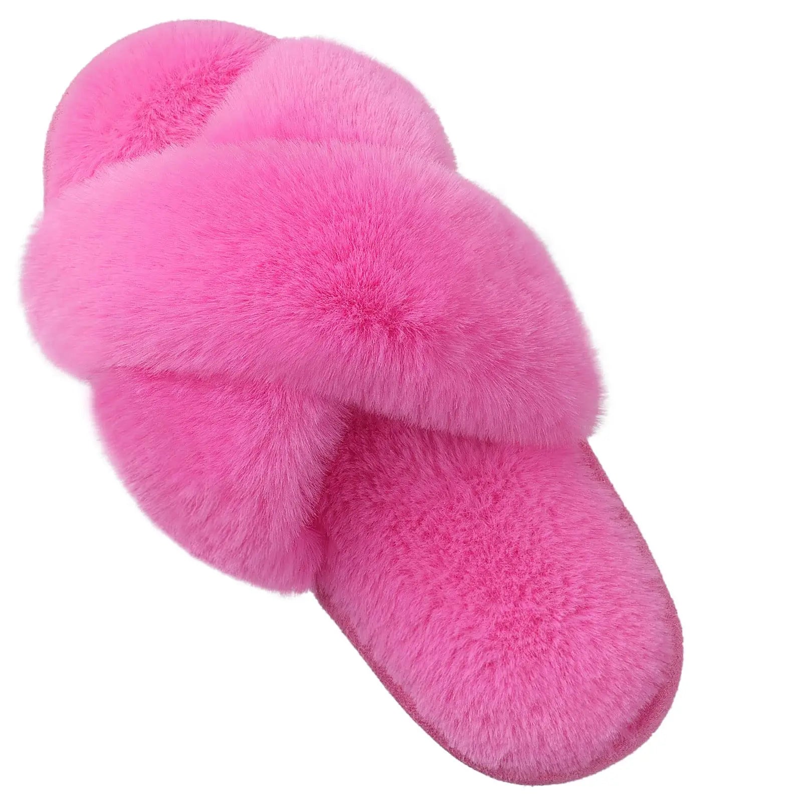 Cross Band Memory Foam Fuzzy Slippers