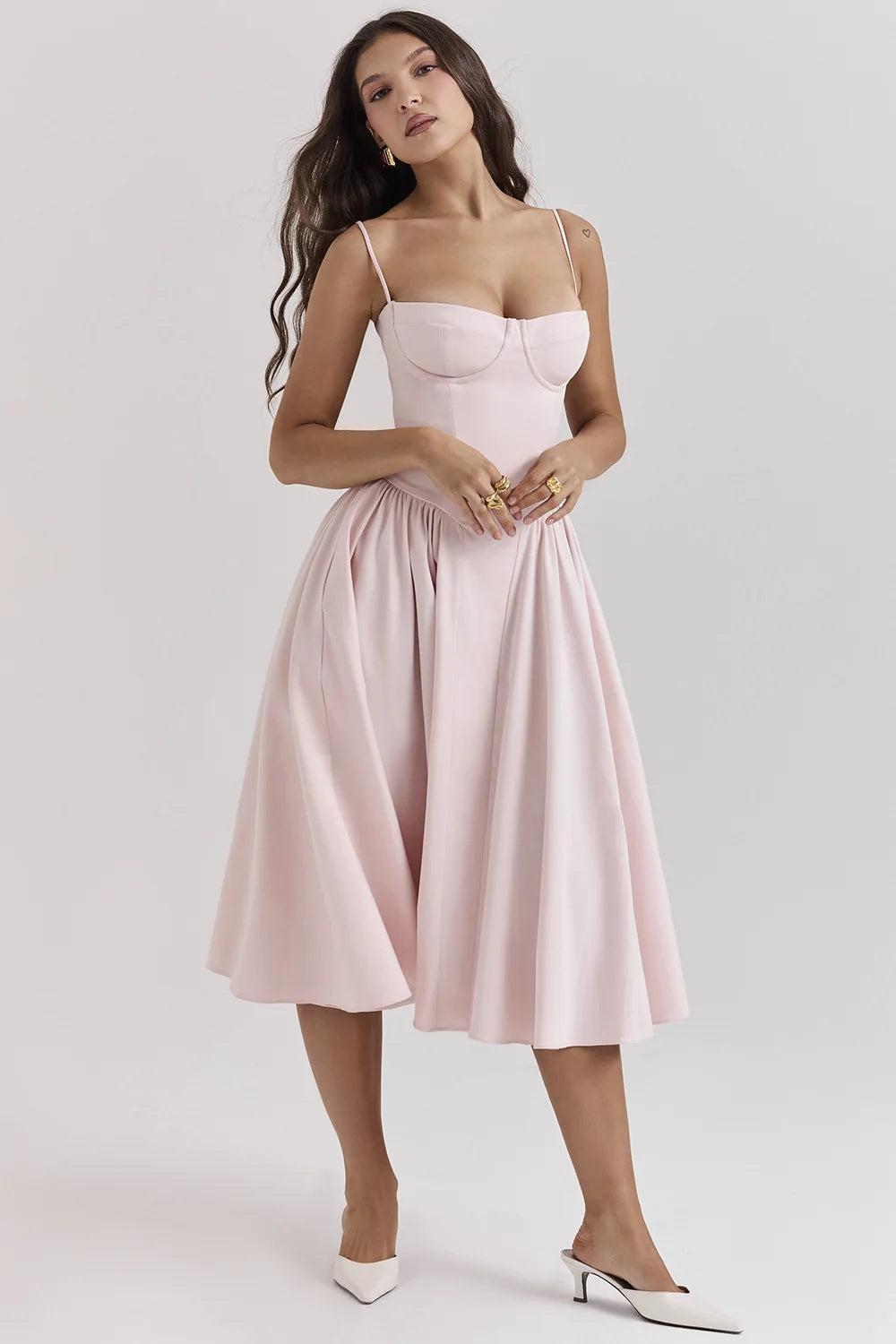 Sleeveless Backless Pleated Midi Dress