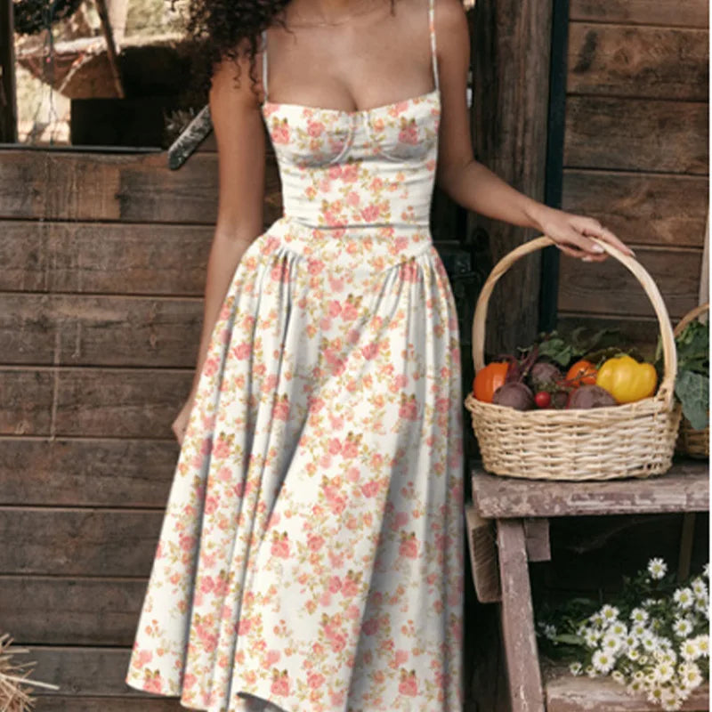 Sleeveless Backless Pleated Midi Dress