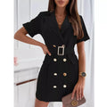 Double-Breasted Short Sleeve Blazer Dress