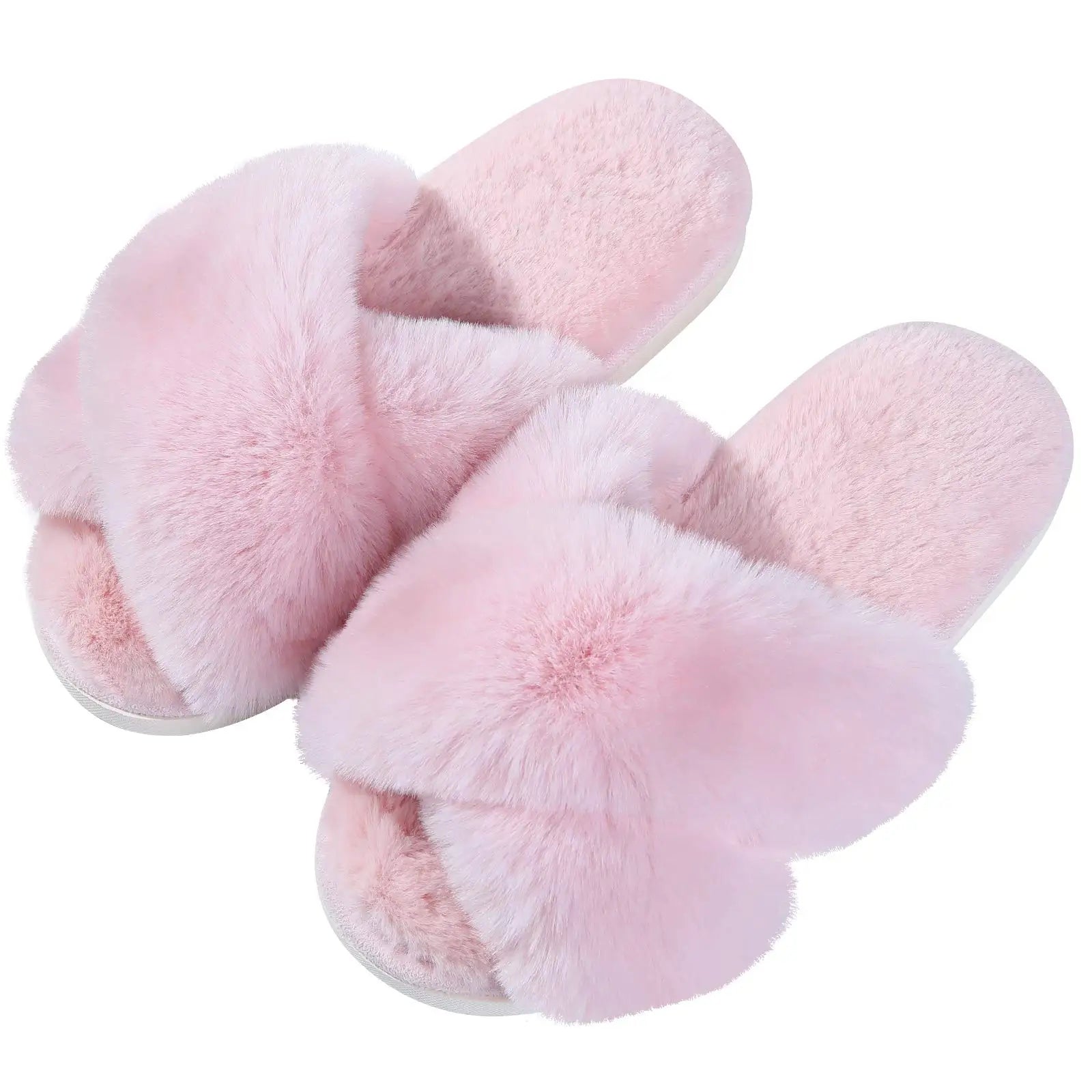 Cross Band Memory Foam Fuzzy Slippers