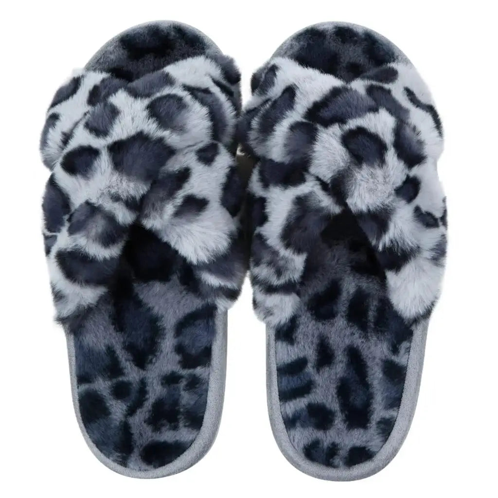 Cross Band Memory Foam Fuzzy Slippers