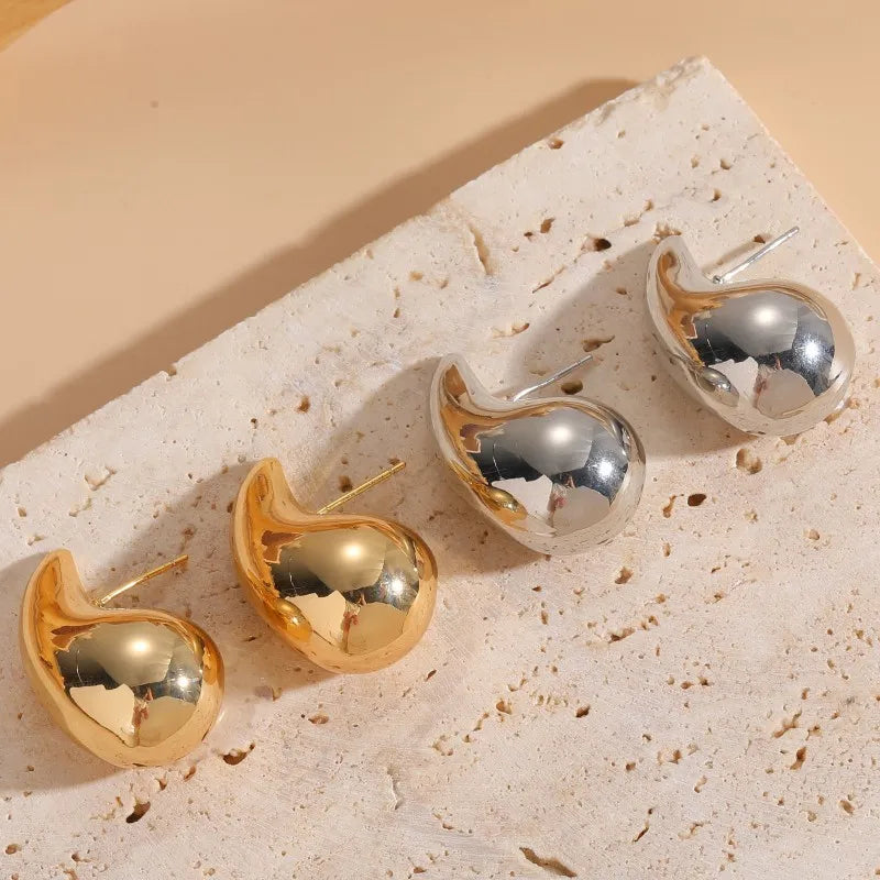 Lightweight Smooth Gold Teardrop Earrings