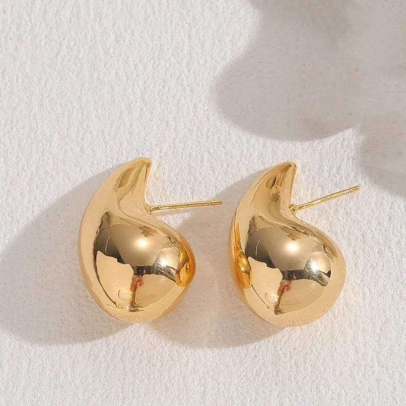 Lightweight Smooth Gold Teardrop Earrings