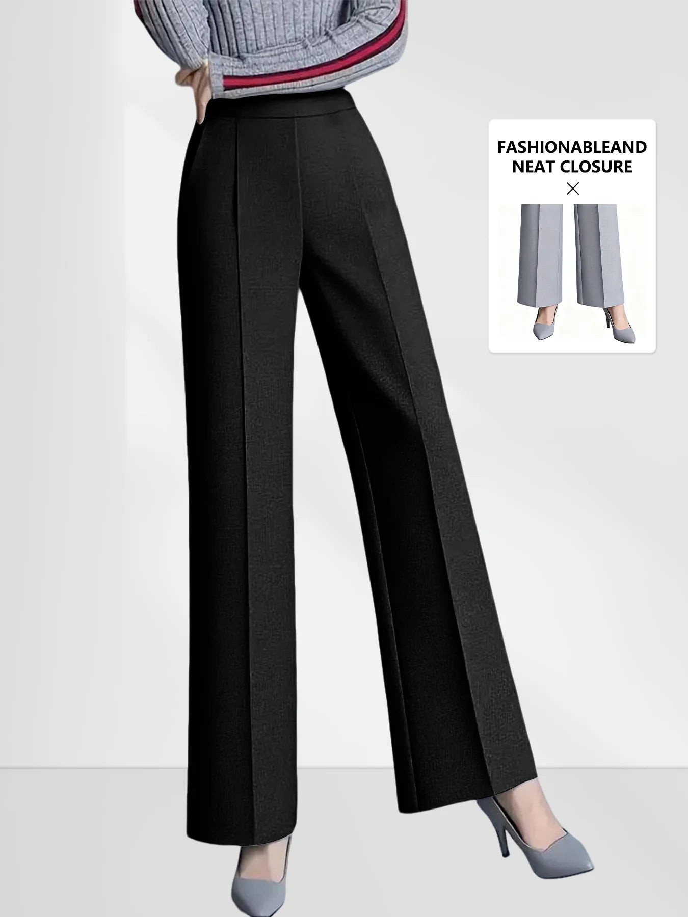 High-Waist Wide Leg Casual Pants