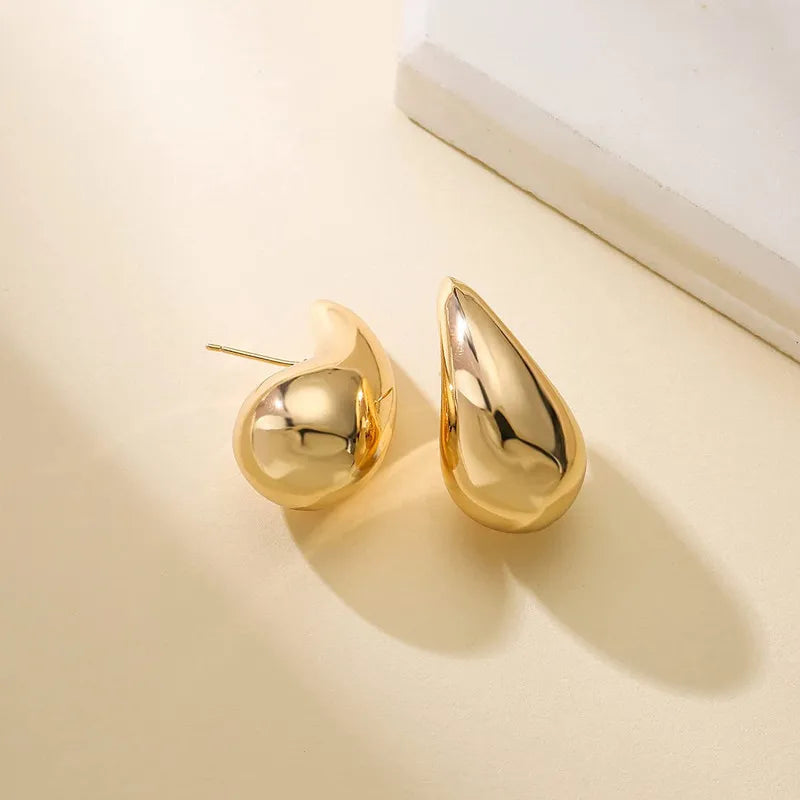 Lightweight Smooth Gold Teardrop Earrings
