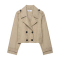 Vintage Double-Breasted Short Trench Coat