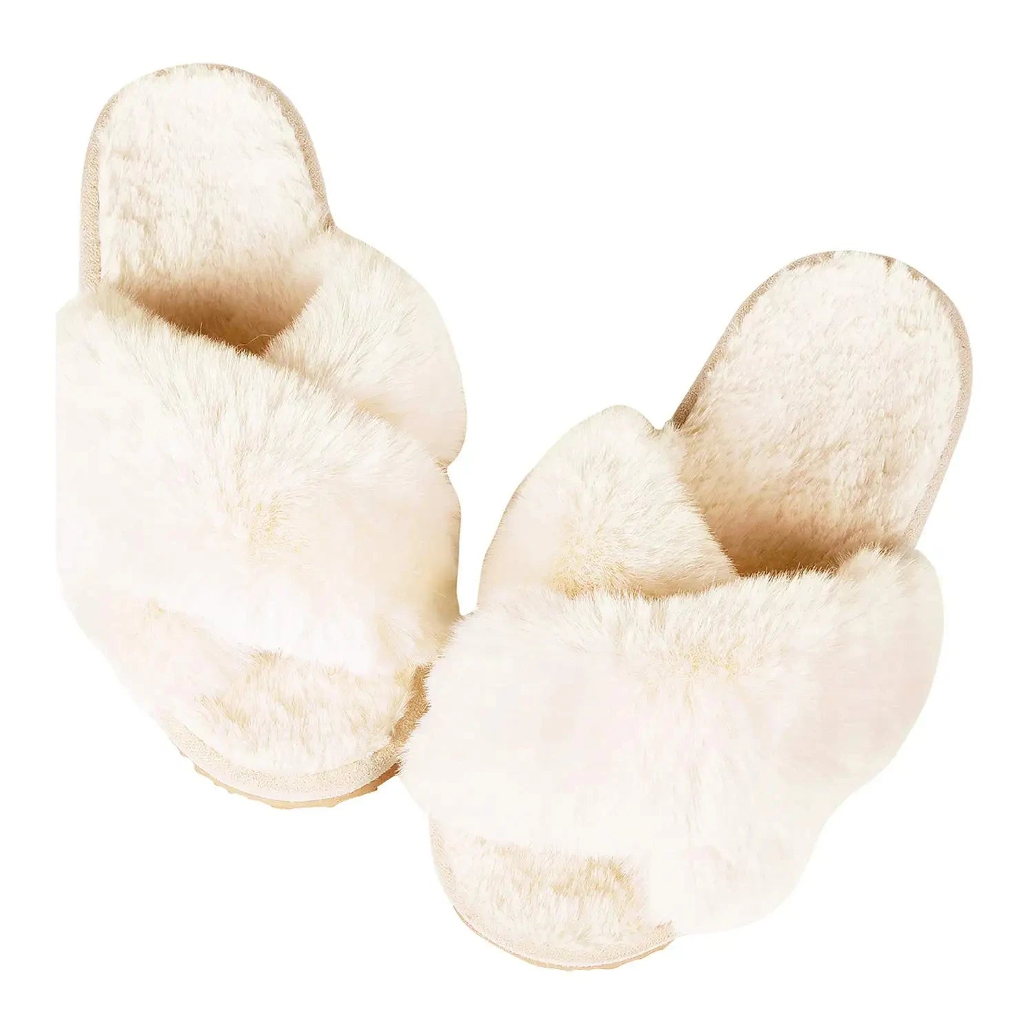 Cross Band Memory Foam Fuzzy Slippers