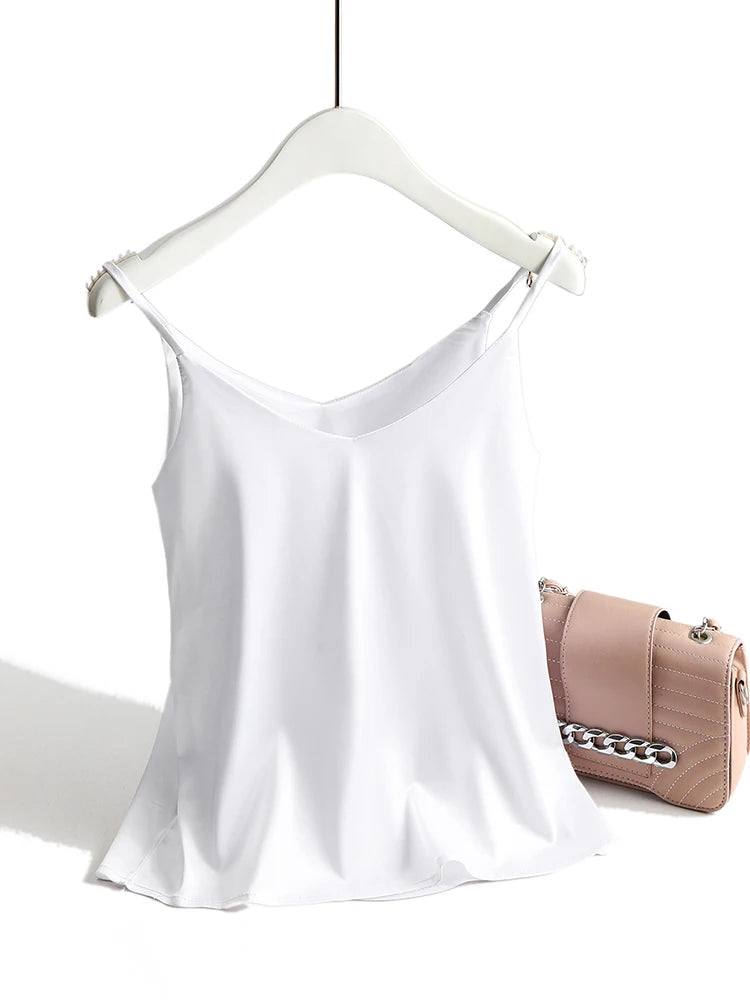 V-Neck Satin Silk Camisole Top