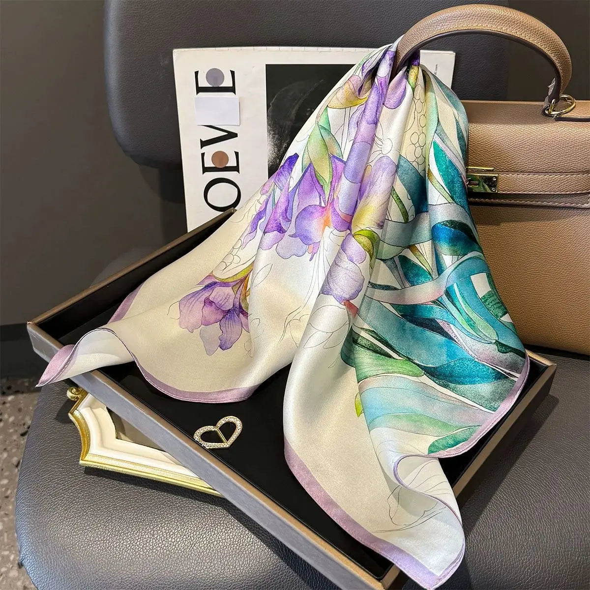 Elegant 100% Natural Silk Square Scarf