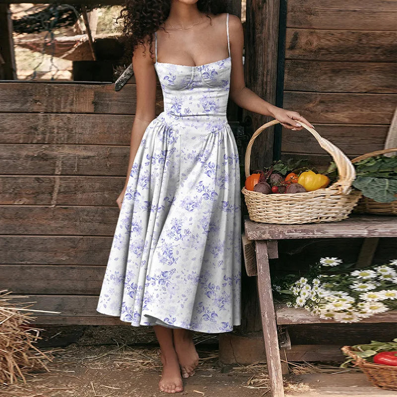Sleeveless Backless Pleated Midi Dress