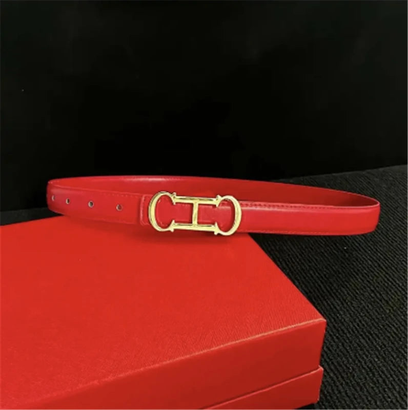 Leather Belt with Gold Letter Buckle