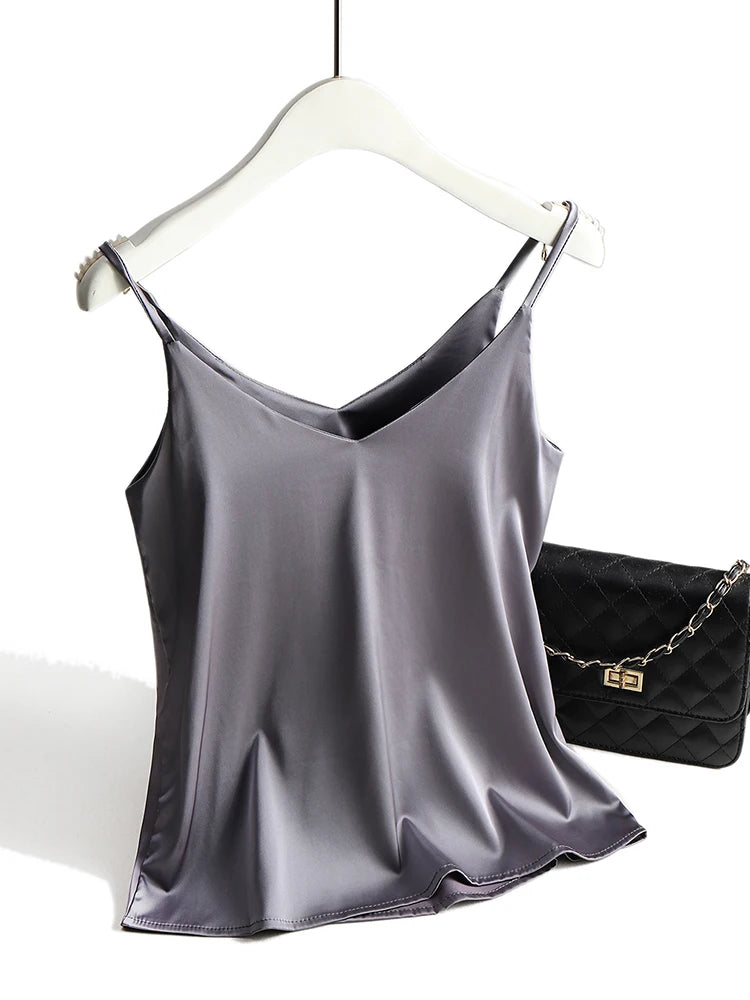 V-Neck Satin Silk Camisole Top