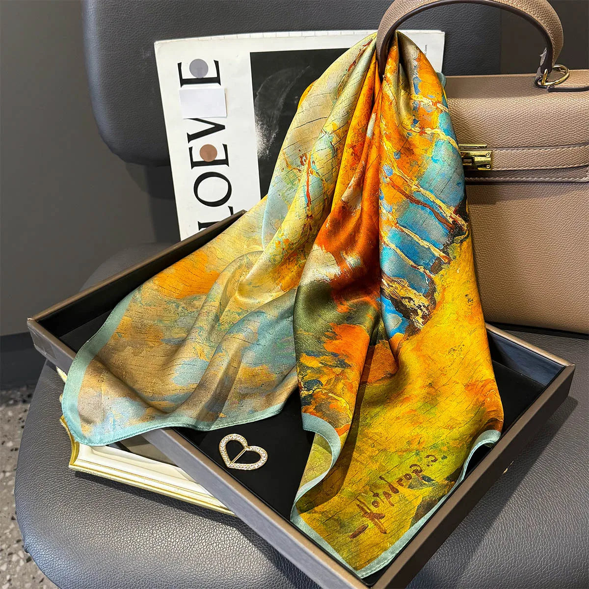 Elegant 100% Natural Silk Square Scarf