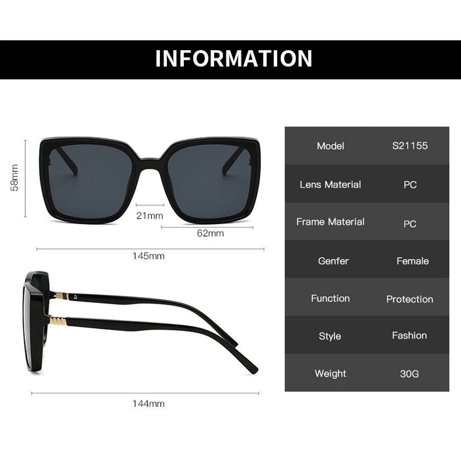 Vintage Luxury Oversized Square Sunglasses