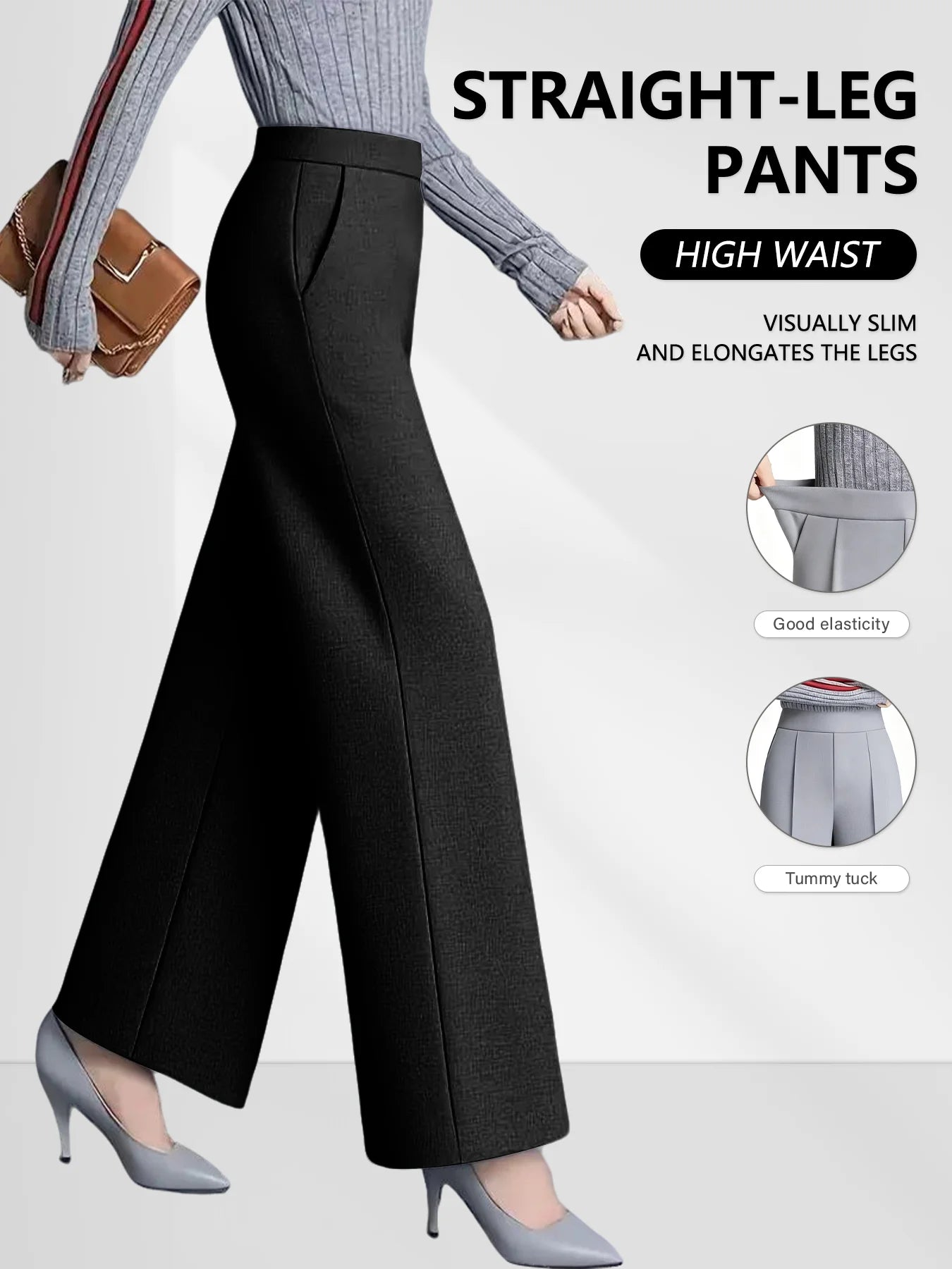 High-Waist Wide Leg Casual Pants