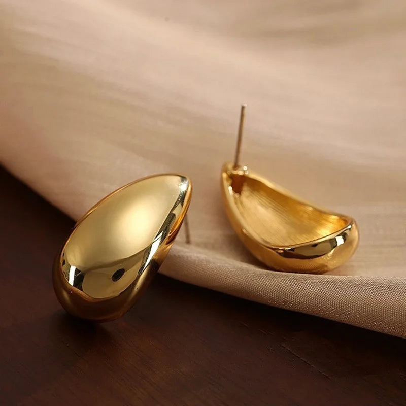Lightweight Smooth Gold Teardrop Earrings