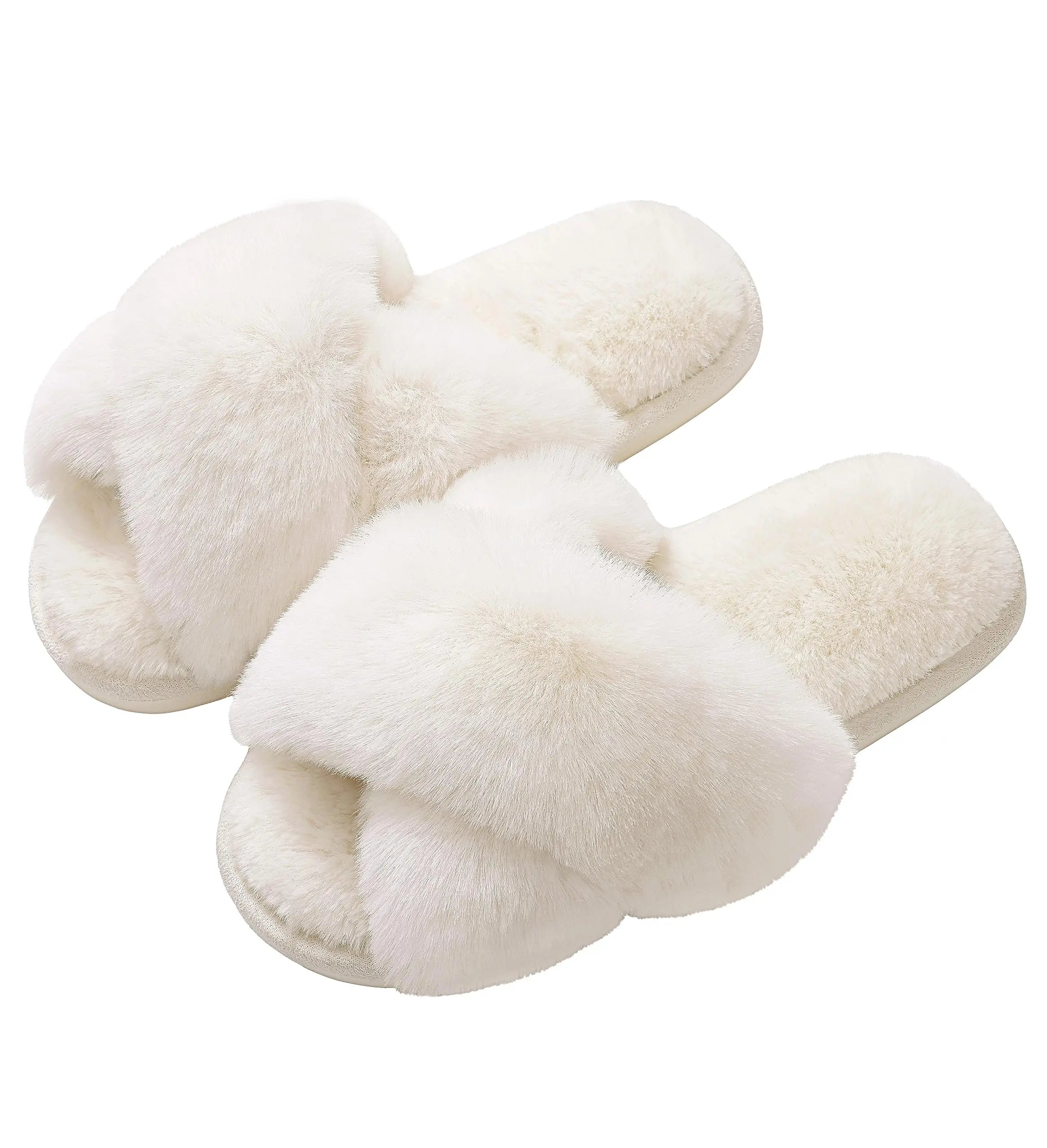 Cross Band Memory Foam Fuzzy Slippers