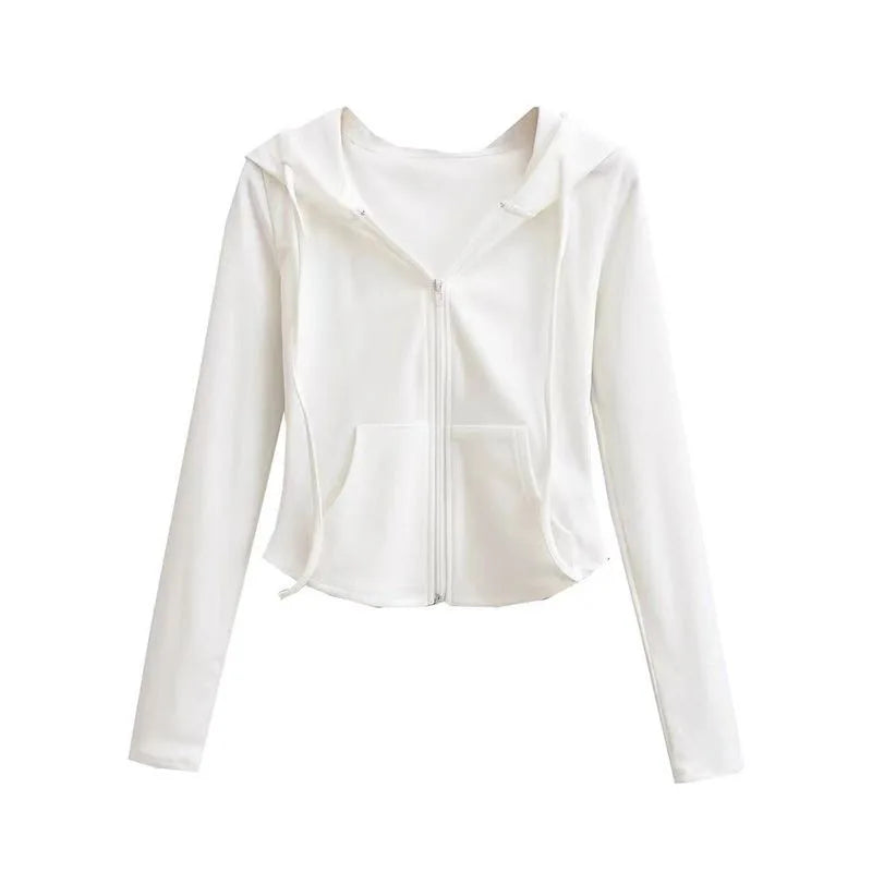 Slim Fit Zip-Up Cropped Hoodie