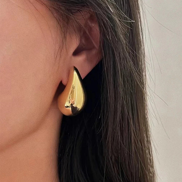 Lightweight Smooth Gold Teardrop Earrings