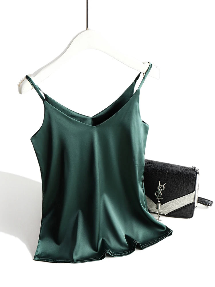 V-Neck Satin Silk Camisole Top