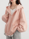 Oversized Double-Zipper Plush Hoodie