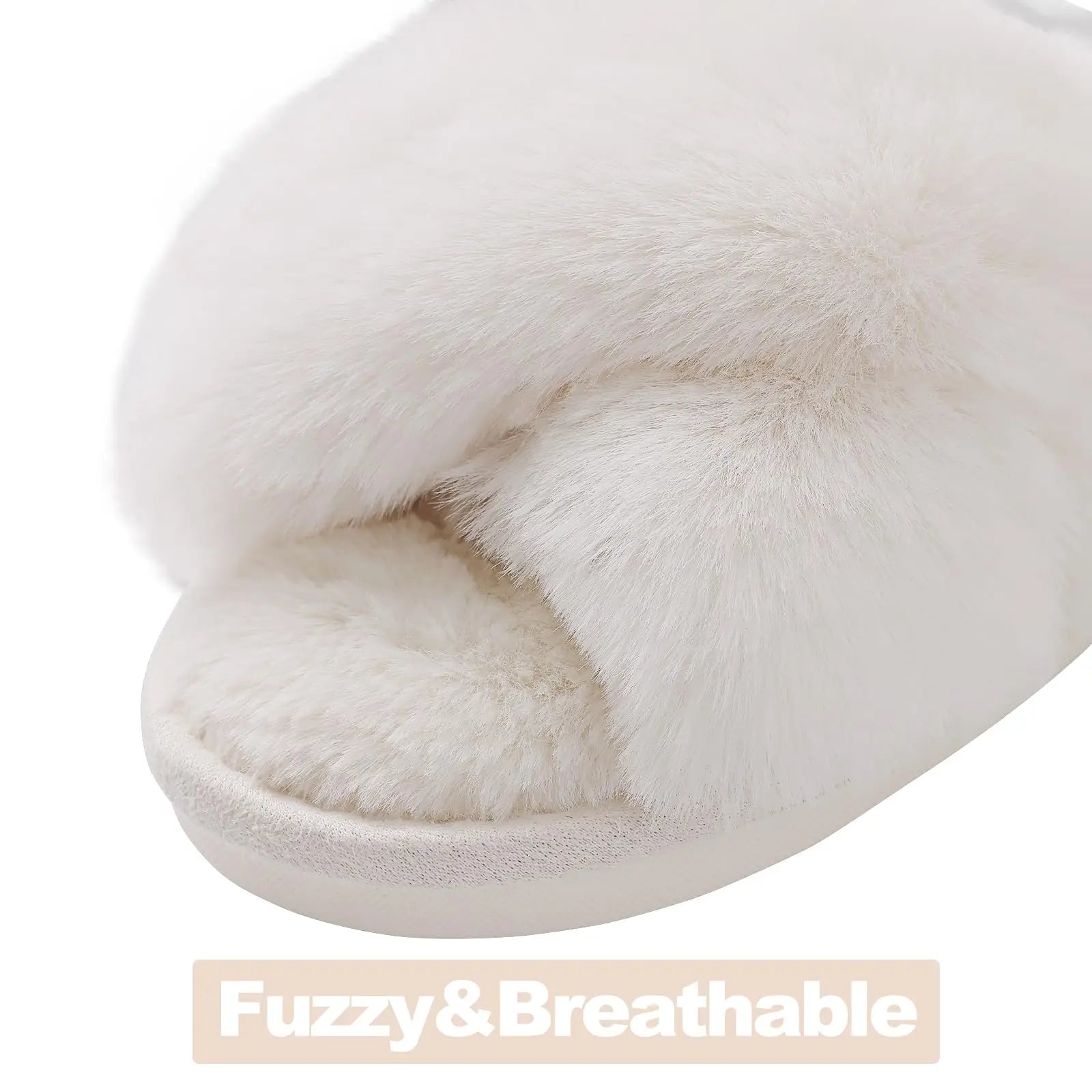 Cross Band Memory Foam Fuzzy Slippers