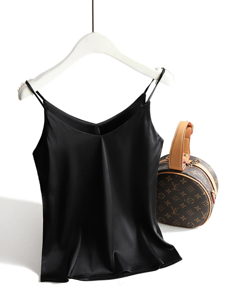 V-Neck Satin Silk Camisole Top