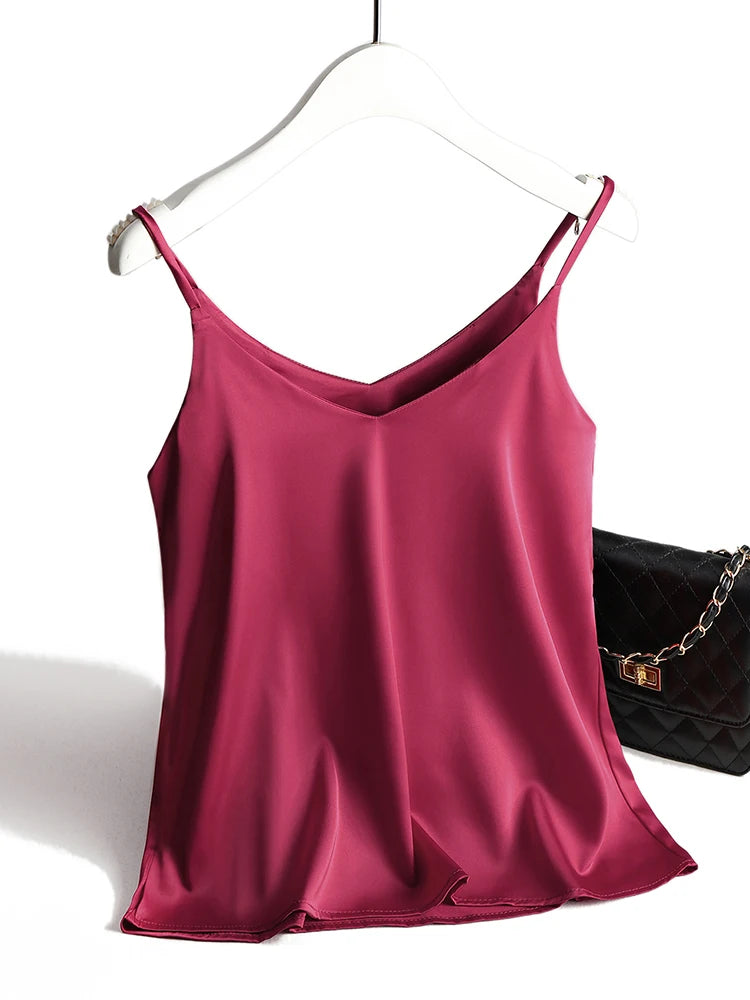 V-Neck Satin Silk Camisole Top