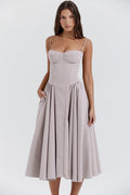Sleeveless Backless Pleated Midi Dress