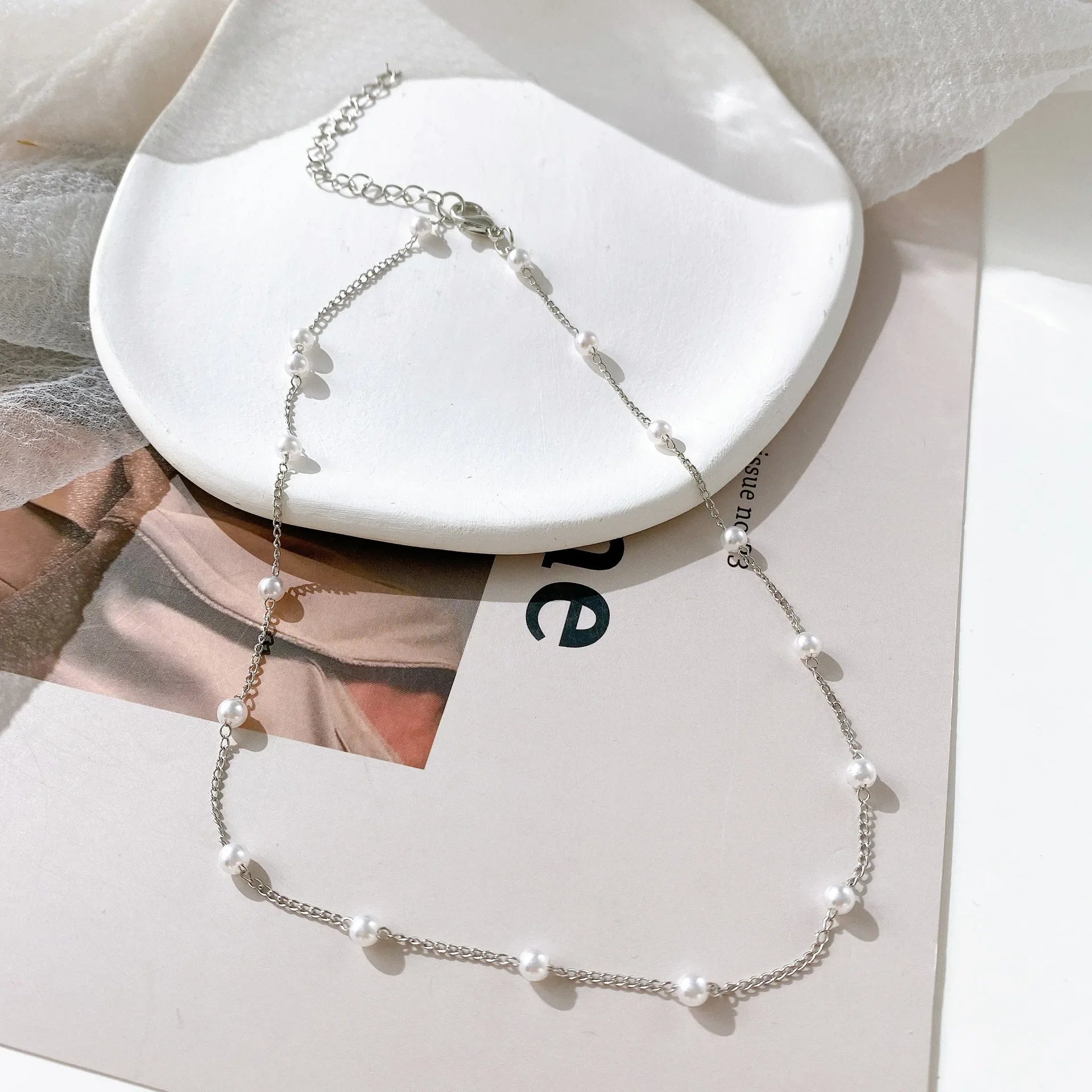 Multilayer Pearl and Heart Pendant Necklace