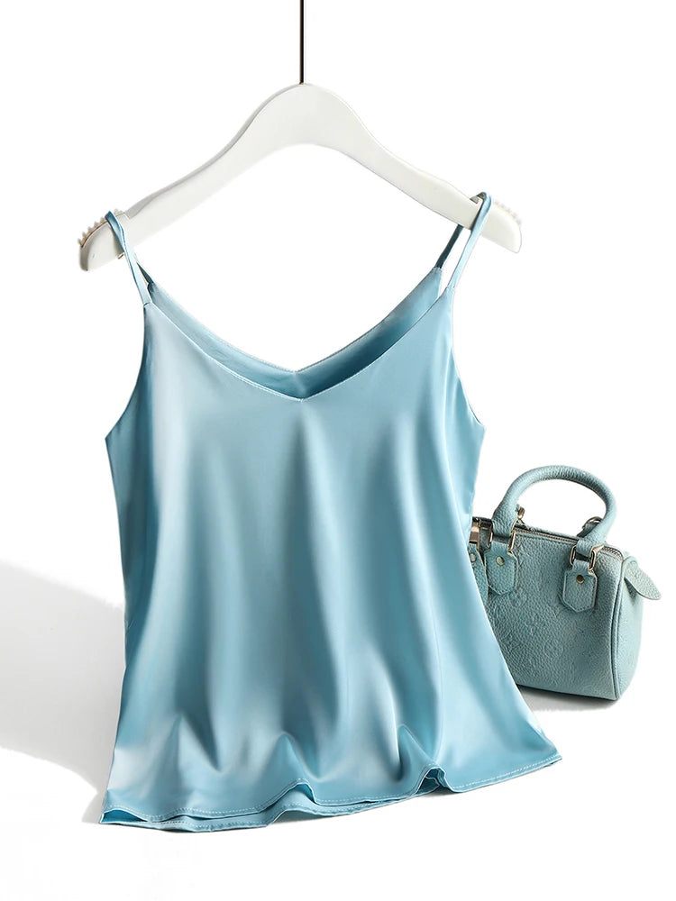 V-Neck Satin Silk Camisole Top