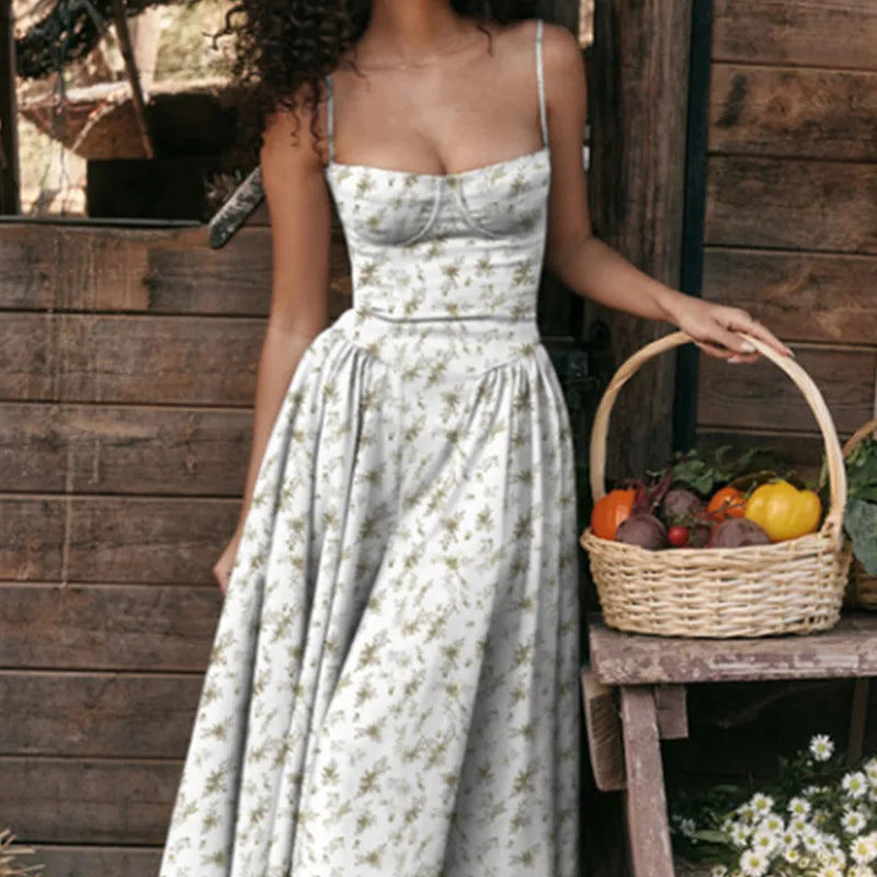Sleeveless Backless Pleated Midi Dress