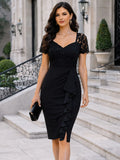 Elegant Lace V-Neck Bodycon Dress