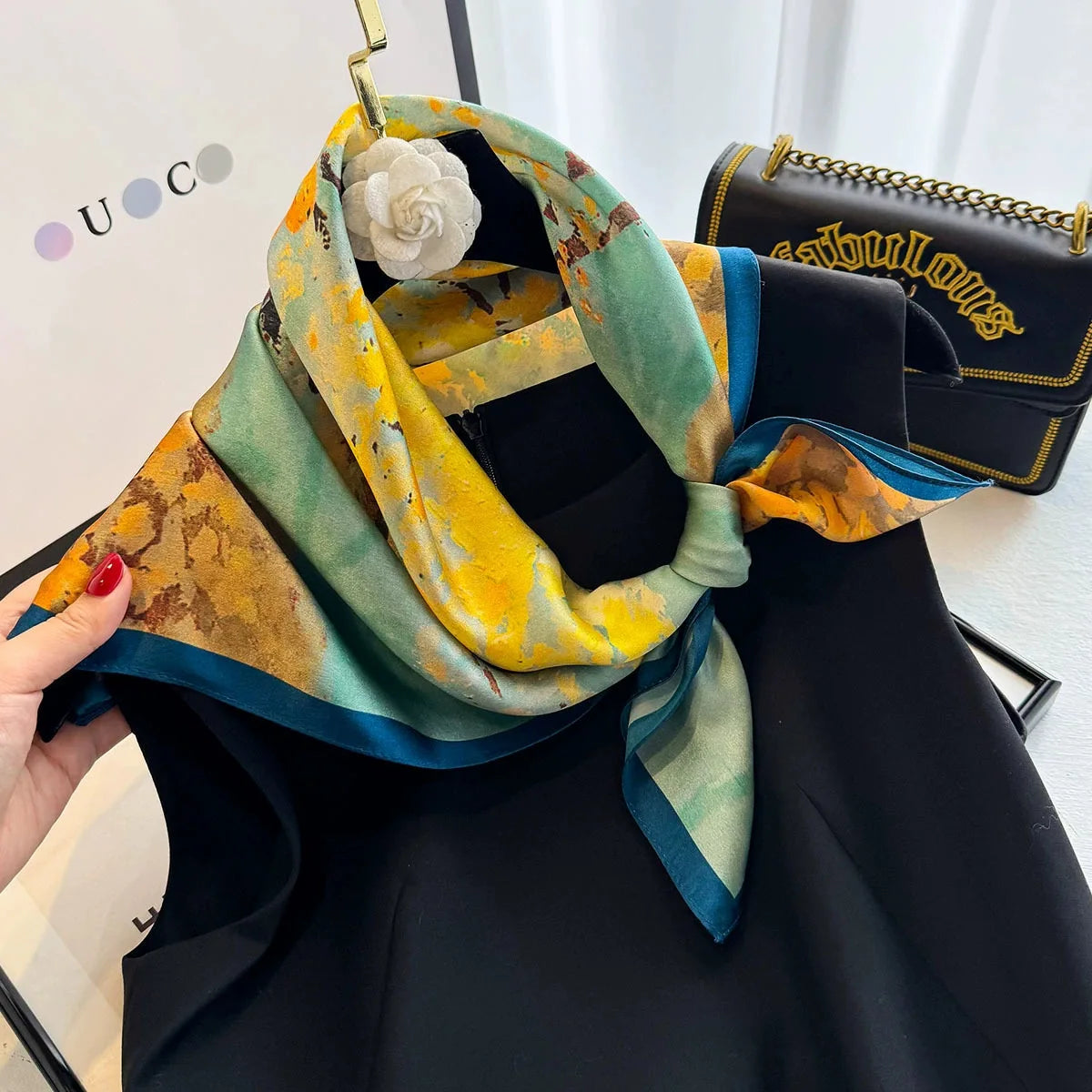 Elegant 100% Natural Silk Square Scarf