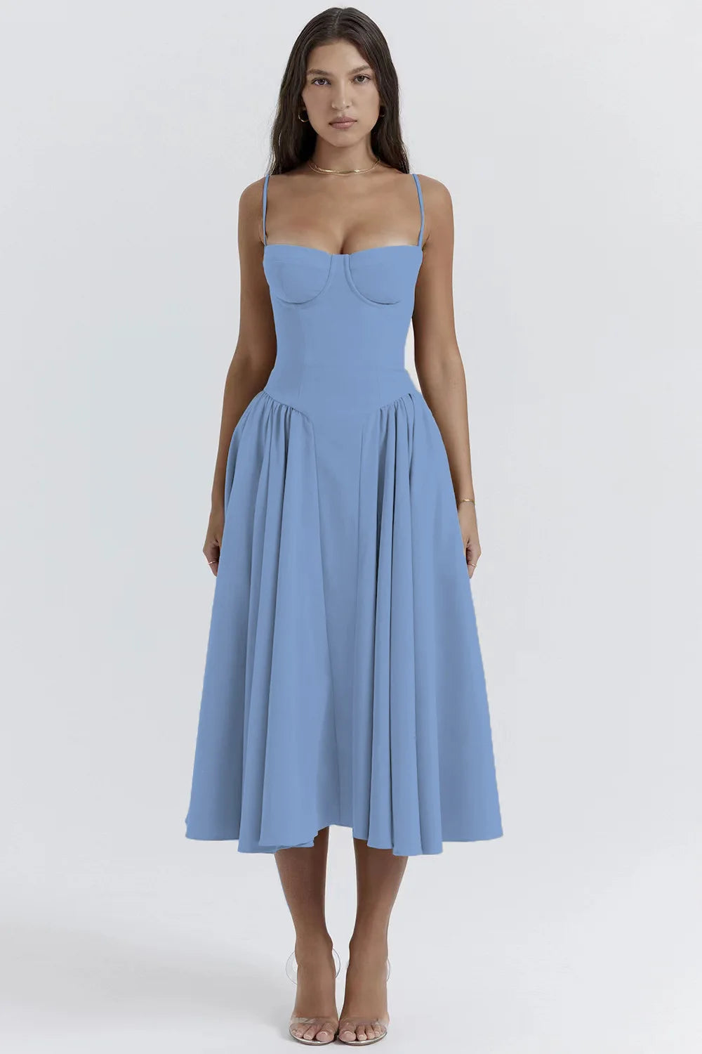 Sleeveless Backless Pleated Midi Dress