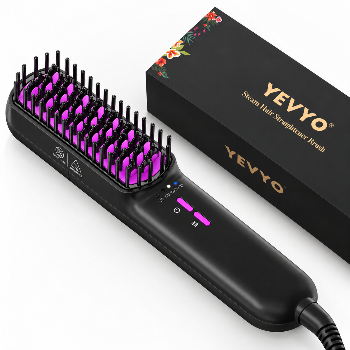 Hair Straightener Brush, Ionic Plus Steam Straightening Brush For Smooth, Anti-frizz Hair, Anti-Scald Ceramic Straightening Comb, Heated Straightener Brush Flat Iron Fast Heating For Home Salon